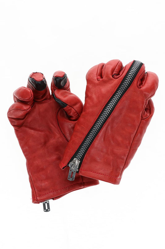 Red Horse Leather Zip Gloves