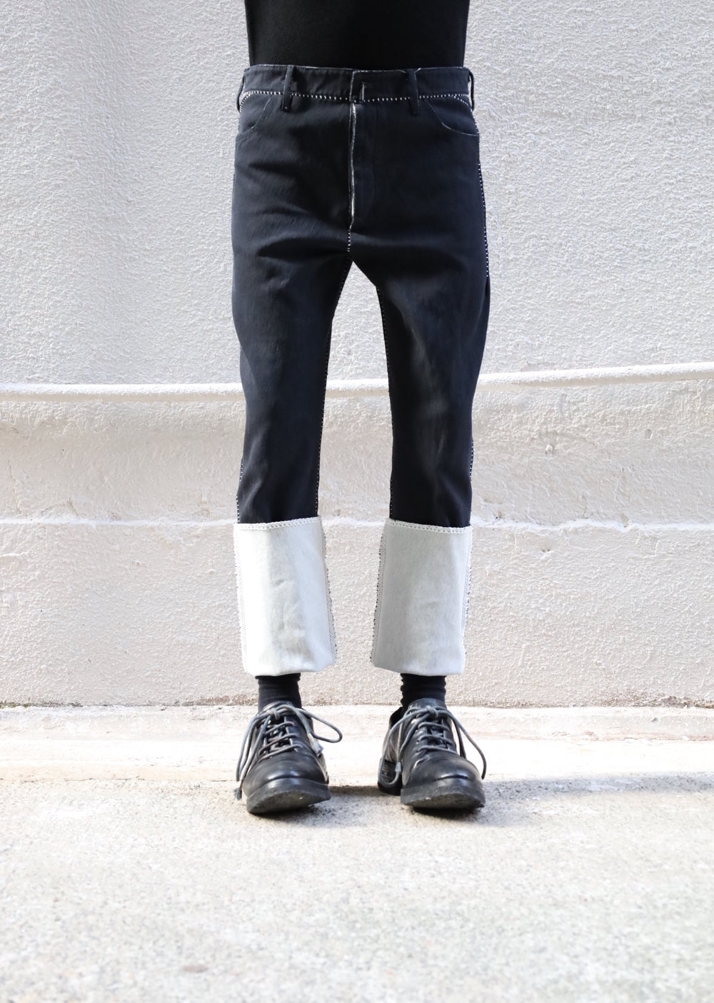 Black OVERLOCK ONE-PIECE DEAD END JEANS JM2625-IN KIT-BW 101 by Carol Christian Poell