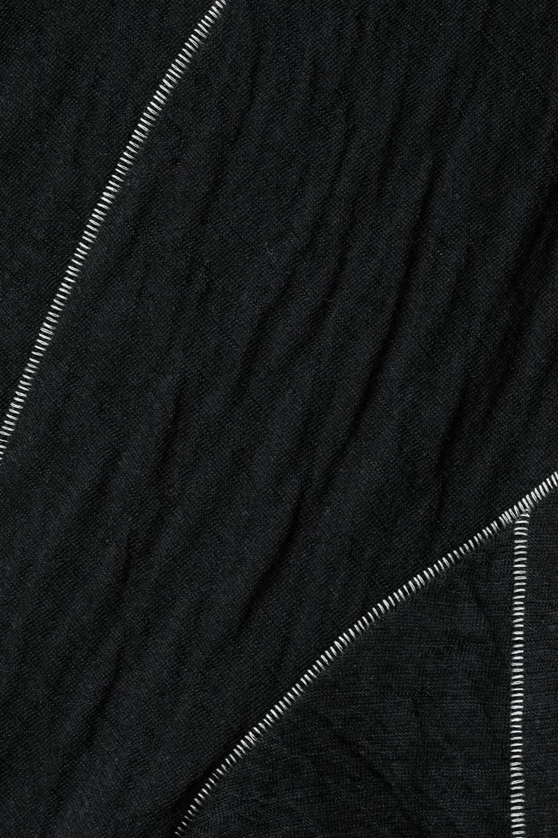 Black Wool And Cotton Double Face High Neck Long Sleeve T-Shirt