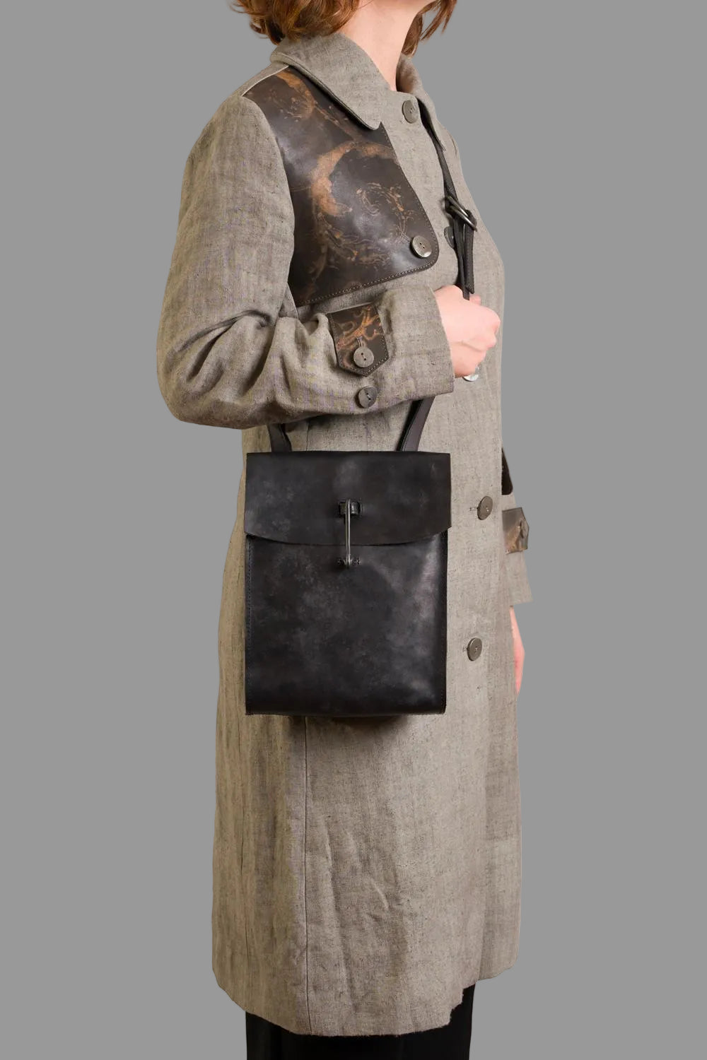 Black Horse Leather Doctor Crossbody Bag by Tagliovivo