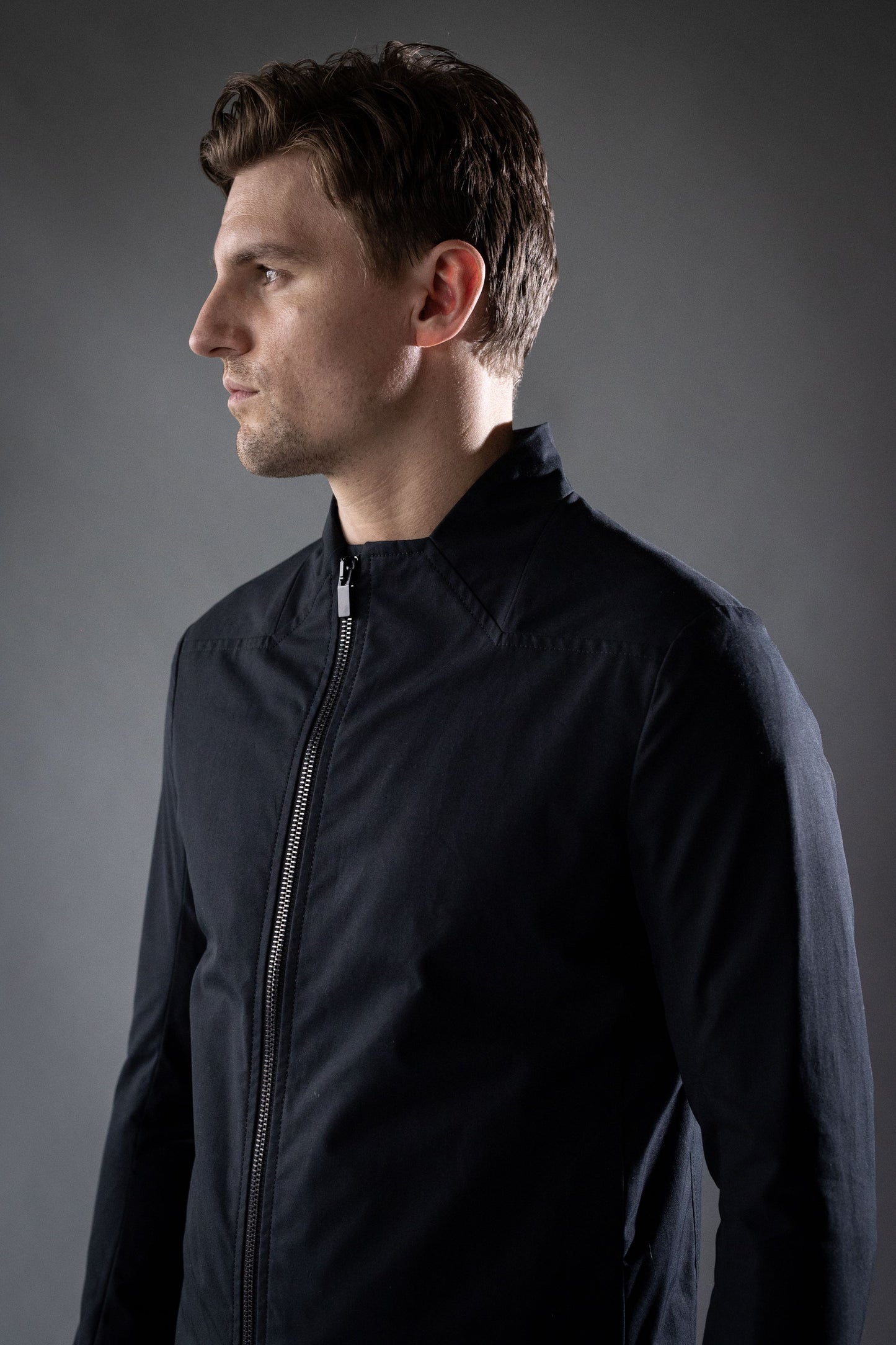 Black Ventile Cotton BEVEL JACKET