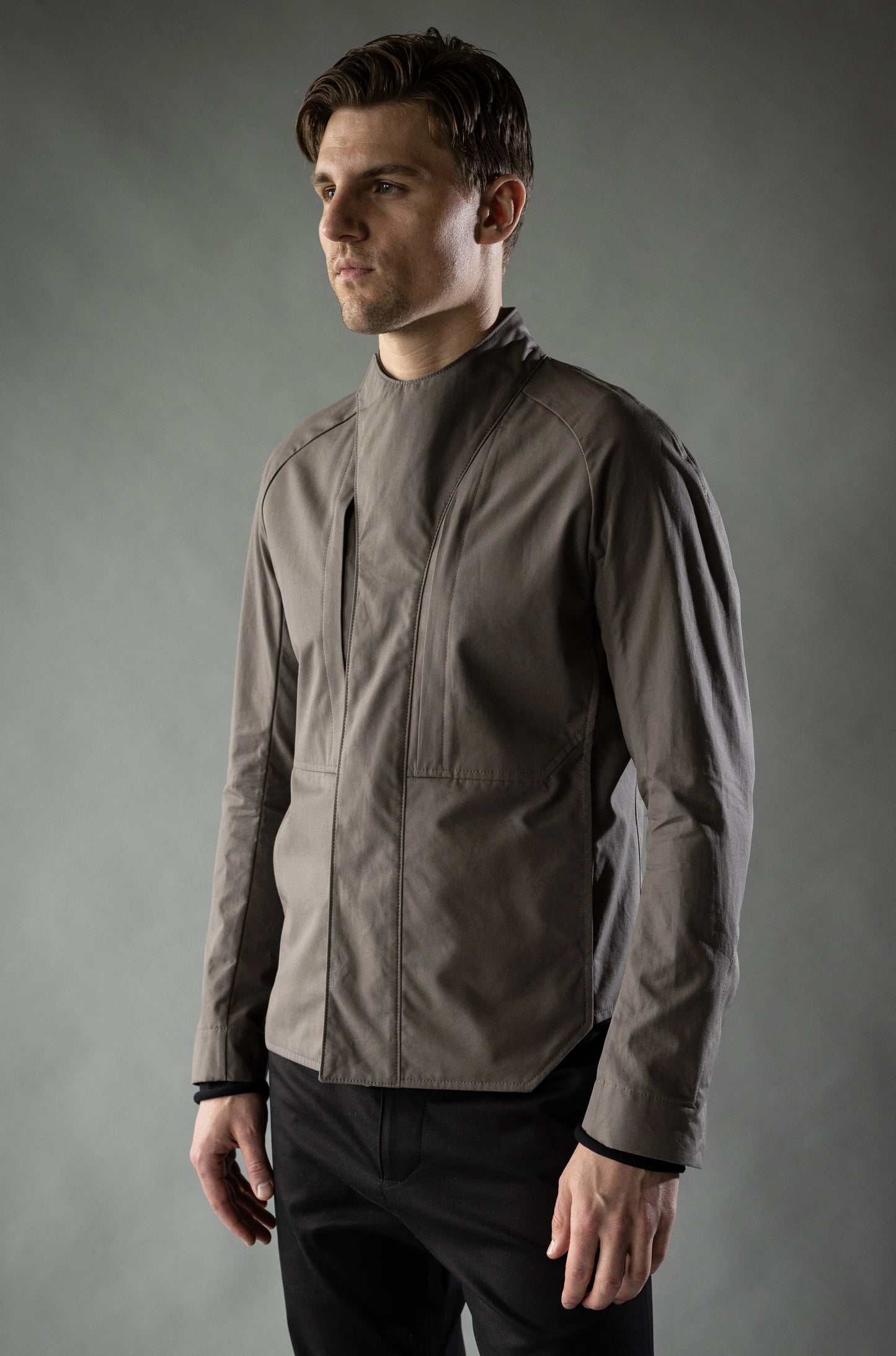 Static Black Japanese Linen Cotton Chambray AERA OVERSHIRT