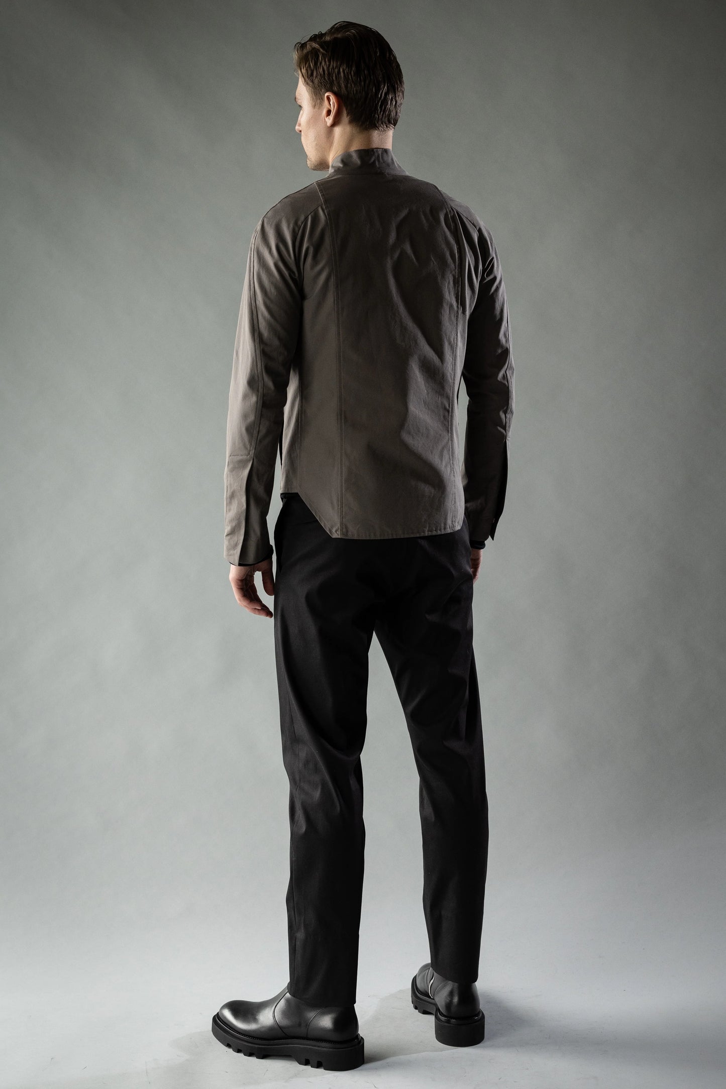 Static Black Japanese Linen Cotton Chambray AERA OVERSHIRT