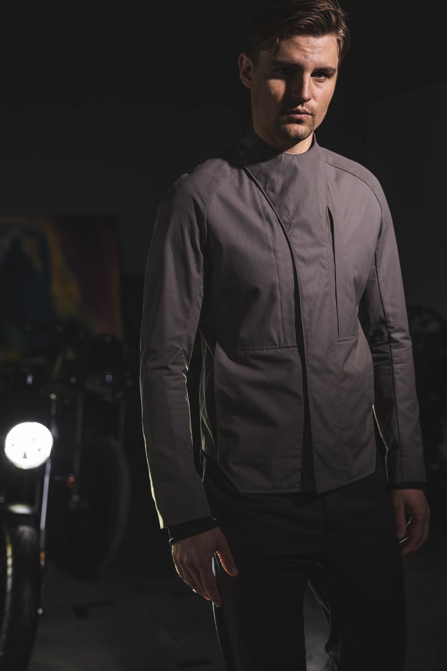 Static Black Japanese Linen Cotton Chambray AERA OVERSHIRT