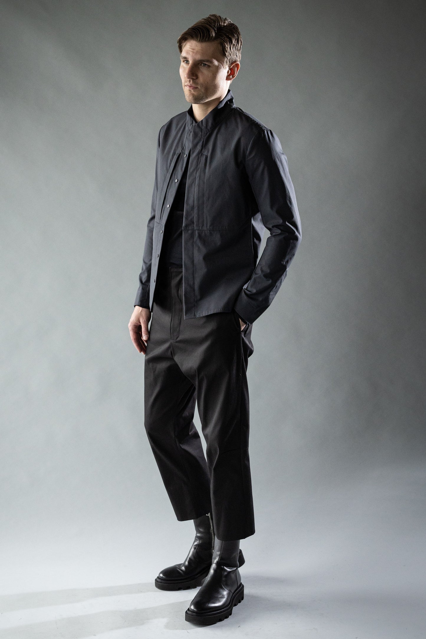 Black Japanese Stretch Cotton HELIX PANT