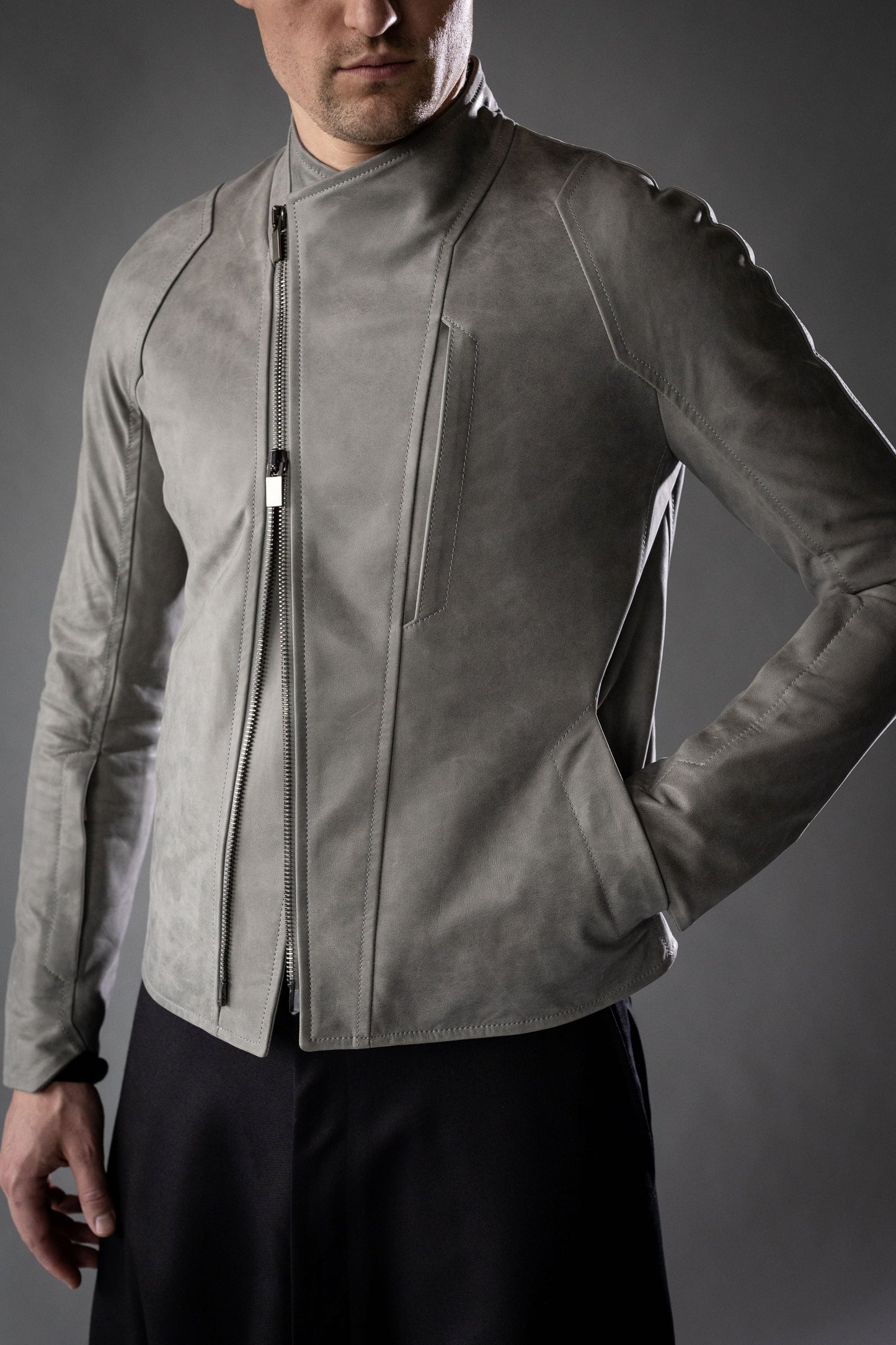 Beton Brut Light Grey Pandora Cow Leather INTEGRAL JACKET