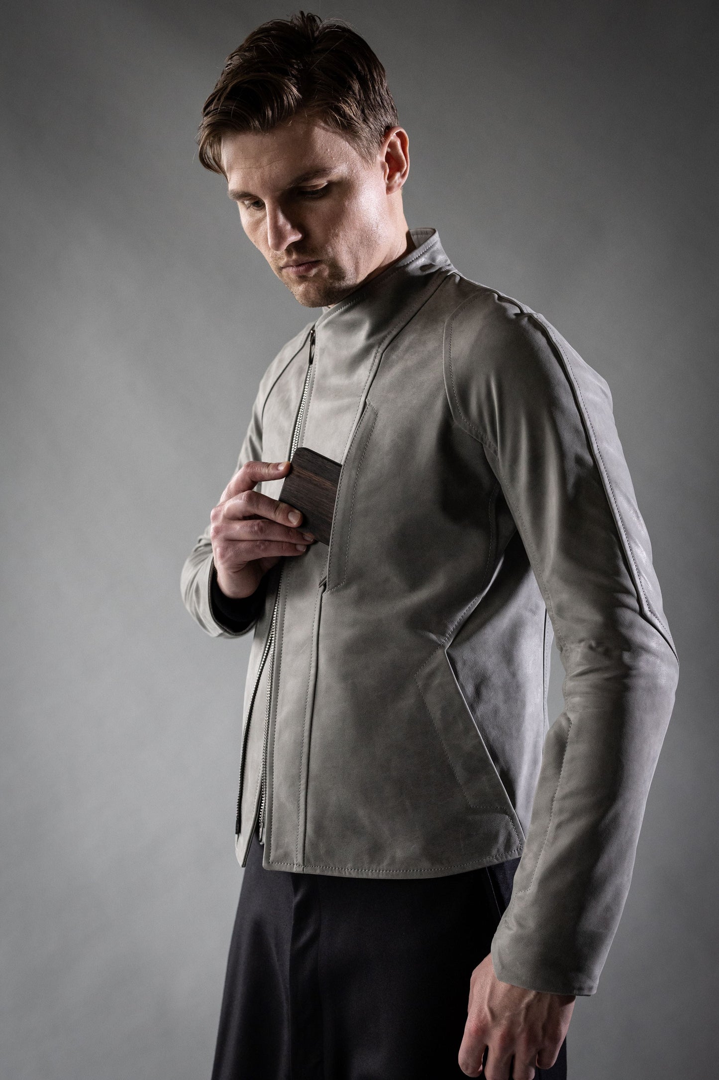 Beton Brut Light Grey Pandora Cow Leather INTEGRAL JACKET