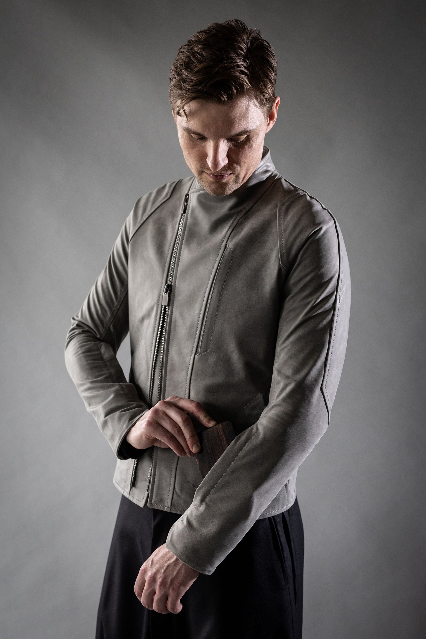 Beton Brut Light Grey Pandora Cow Leather INTEGRAL JACKET