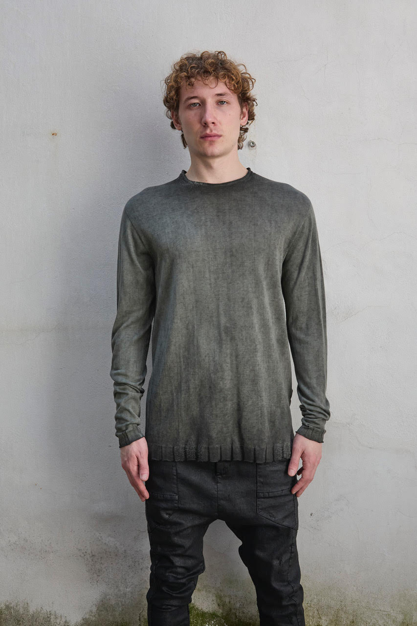 Black Anthracite Military Double Dyed Rough Collar Cotton Sweater