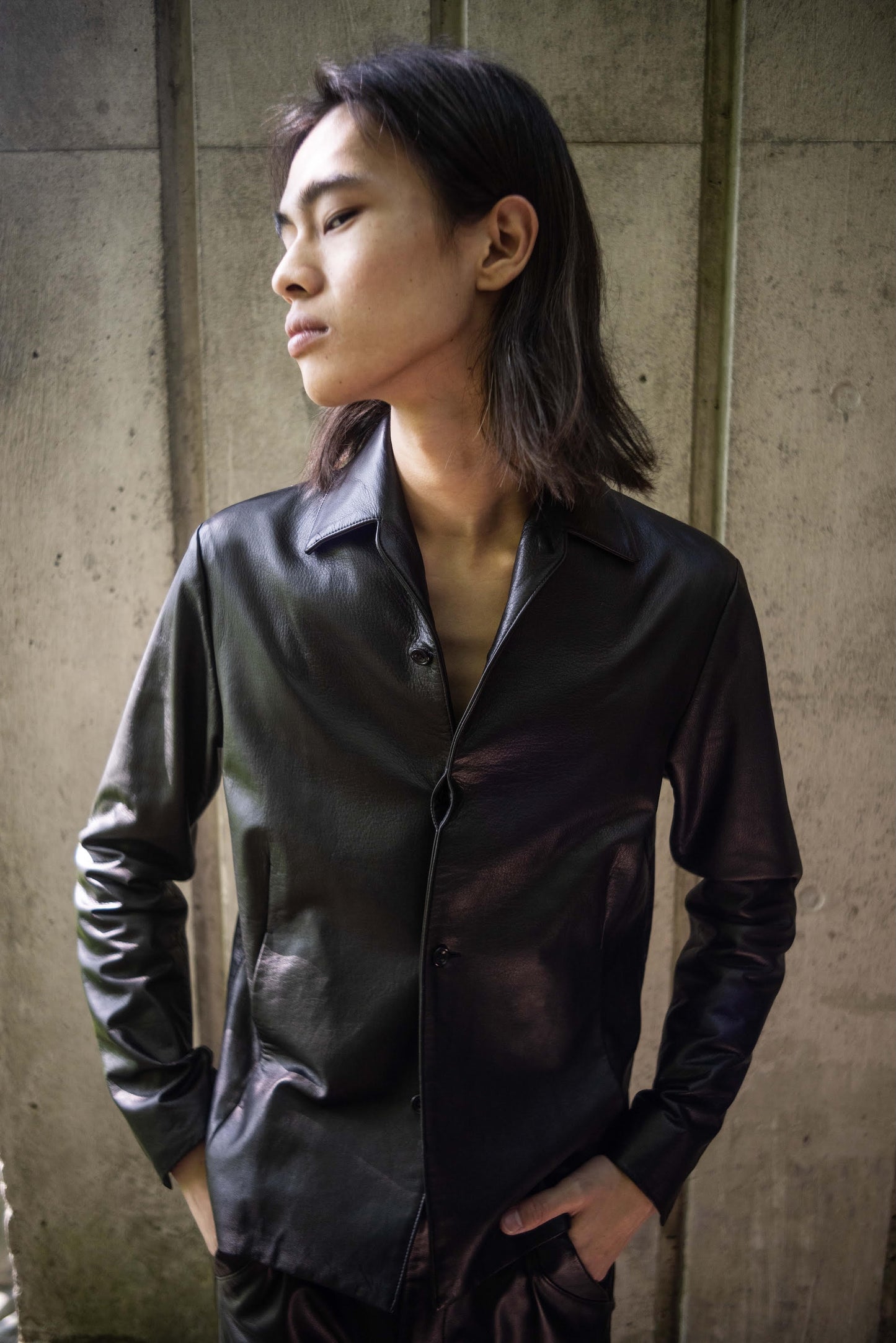 Black Luster Soft Steer Leather Shirt Jacket