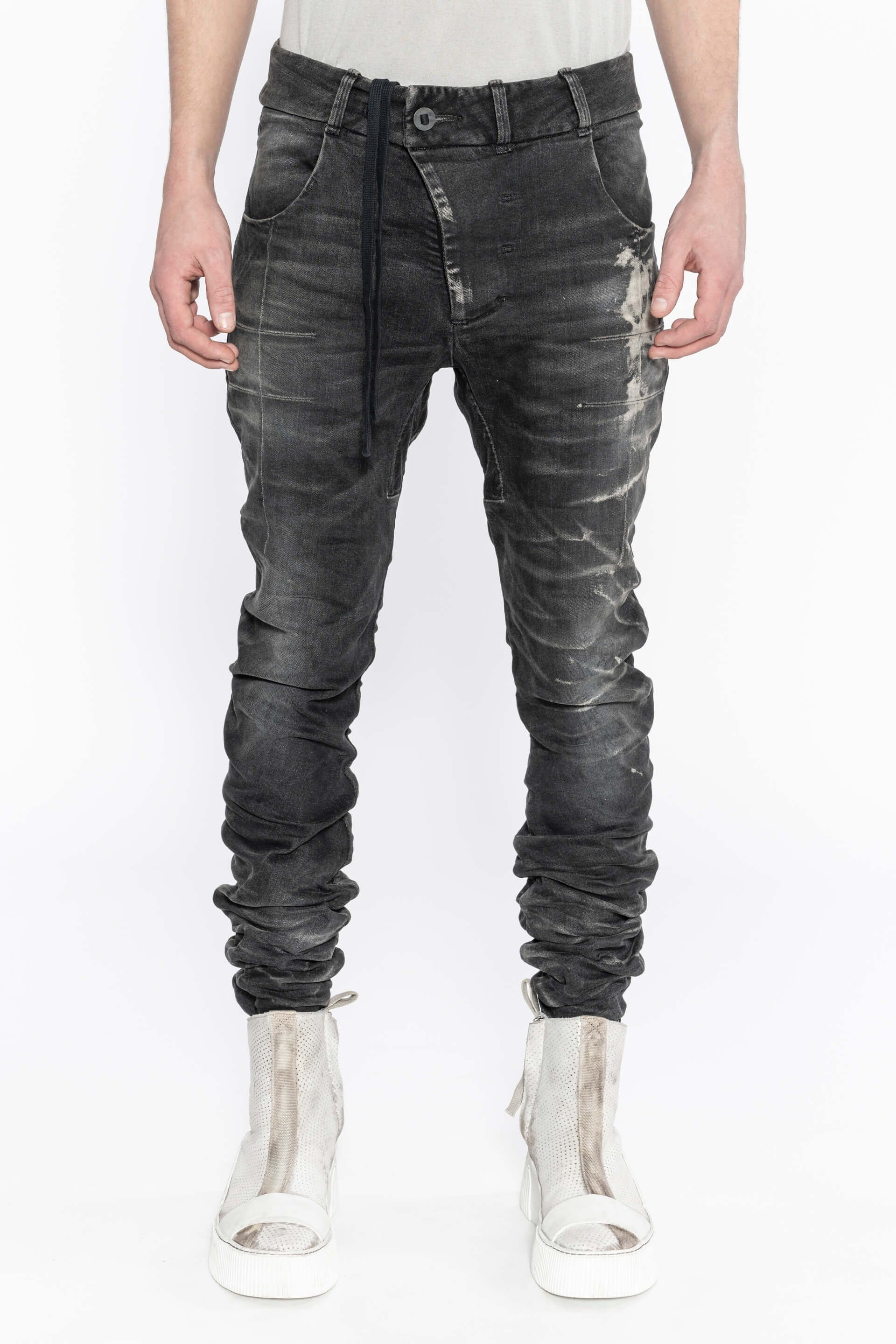 Black Denim Stone Washed Used P13 Tight Fit