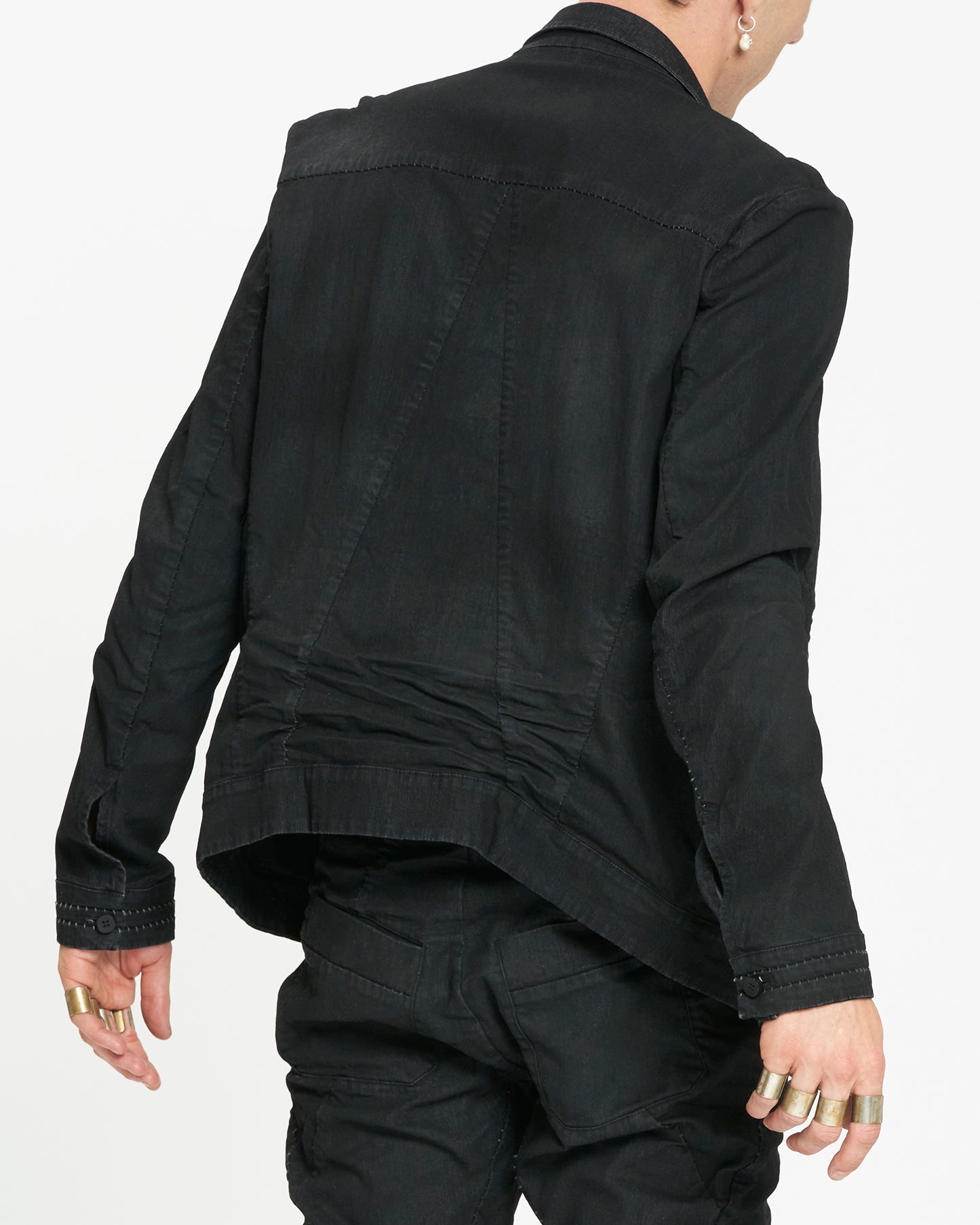 Smeared Black Resin Dyed Denim Jacket M3010