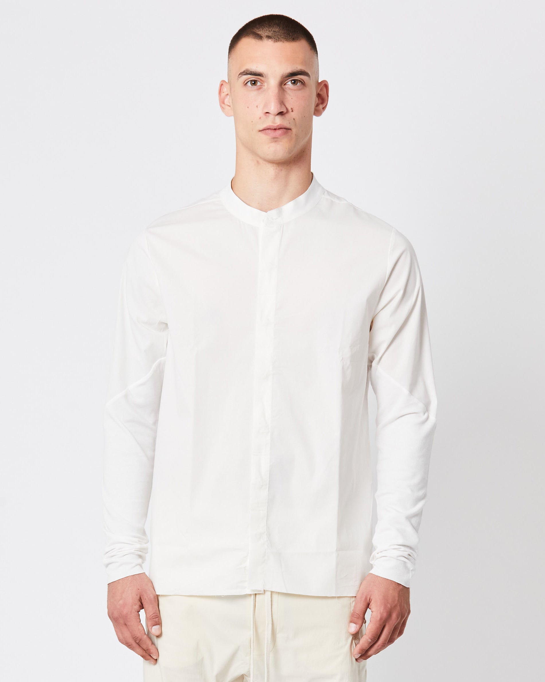 Off White Collarless Long Sleeve Cotton Shirt 135 – The