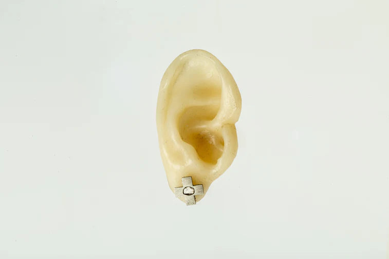 Plus Earring 0.2 CT Diamond Slab 12mm 1035-2-DA+DIA