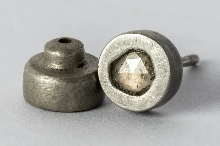 Stud Earring 0.2 CT Tiny Faceted Diamond Slab 1835-27-DA+FCDIA