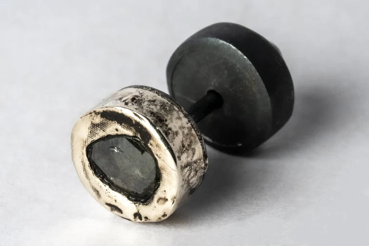 Stud Earring 0.2 CT Tiny Faceted Diamond Slab 1835-27-KA10KW+FCDIA