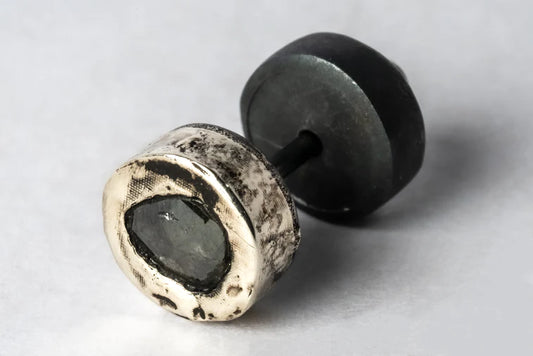 Stud Earring 0.2 CT Tiny Faceted Diamond Slab 1835-27-KA10KW+FCDIA