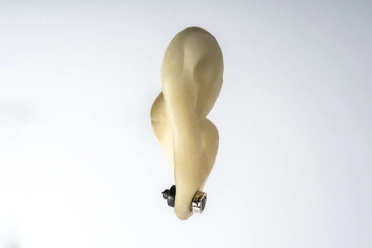 Stud Earring 0.2 CT Tiny Faceted Diamond Slab 1835-27-KA10KW+FCDIA