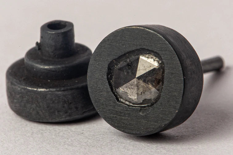 Stud Earring 0.2 CT Tiny Faceted Diamond Slab 1835-27-KA+FCDIA