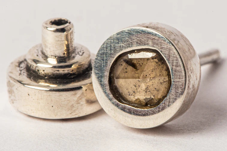 Stud Earring 0.2 CT Tiny Faceted Diamond Slab 1835-27-PA+FCDIA