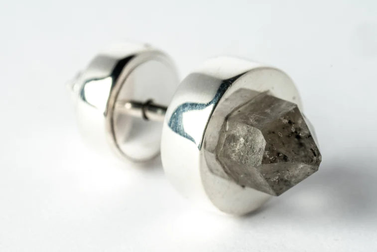 Stud Earring 9mm Herkimer Spike 1235-6-PA+HER