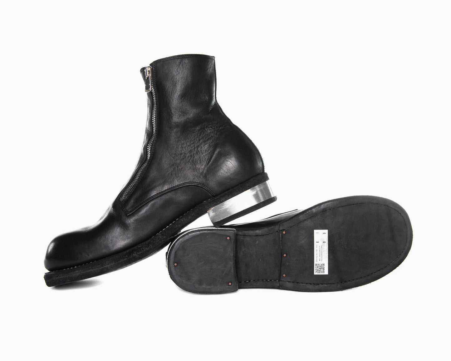 Black Soft Horse Leather Dual Front Zipper Boots GR07FZI