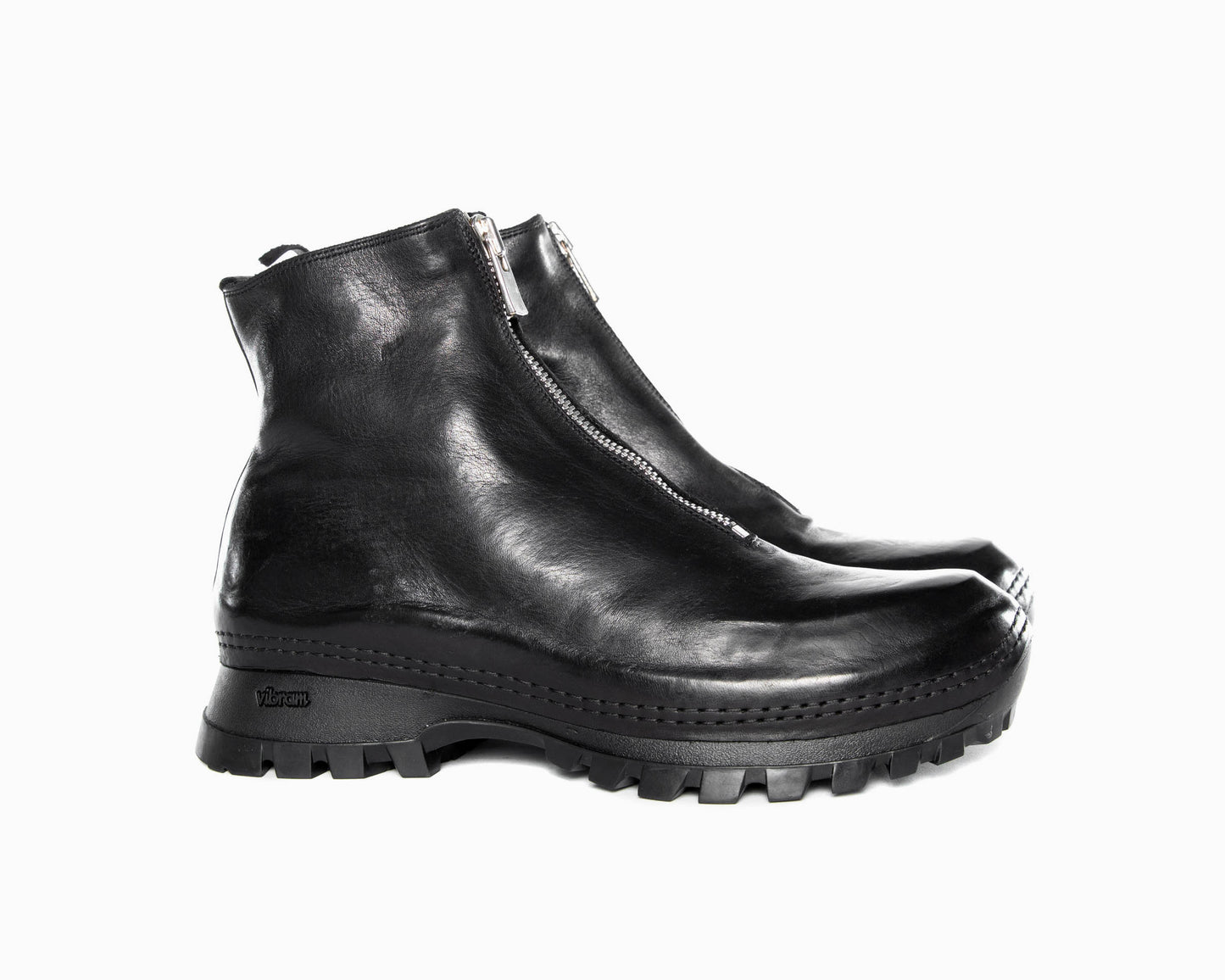 Black Front Zip TREK Horse Leather Boots VS01