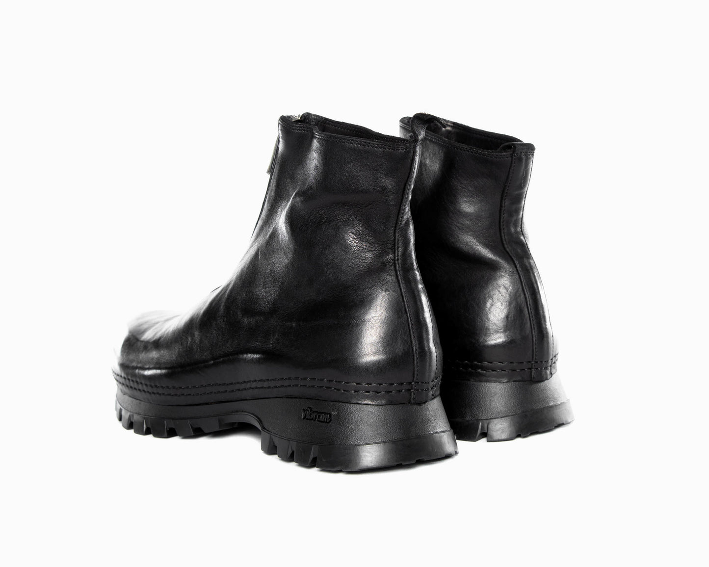 Black Front Zip TREK Horse Leather Boots VS01