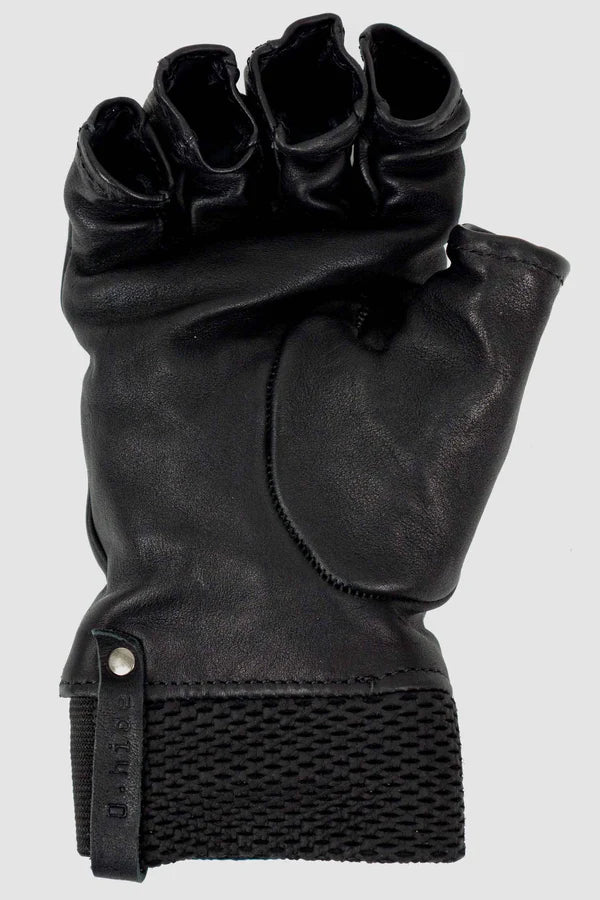 Black Kangaroo Leather Fingerless Gloves