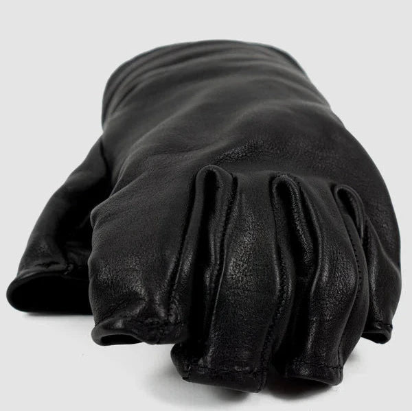 Black Kangaroo Leather Fingerless Gloves