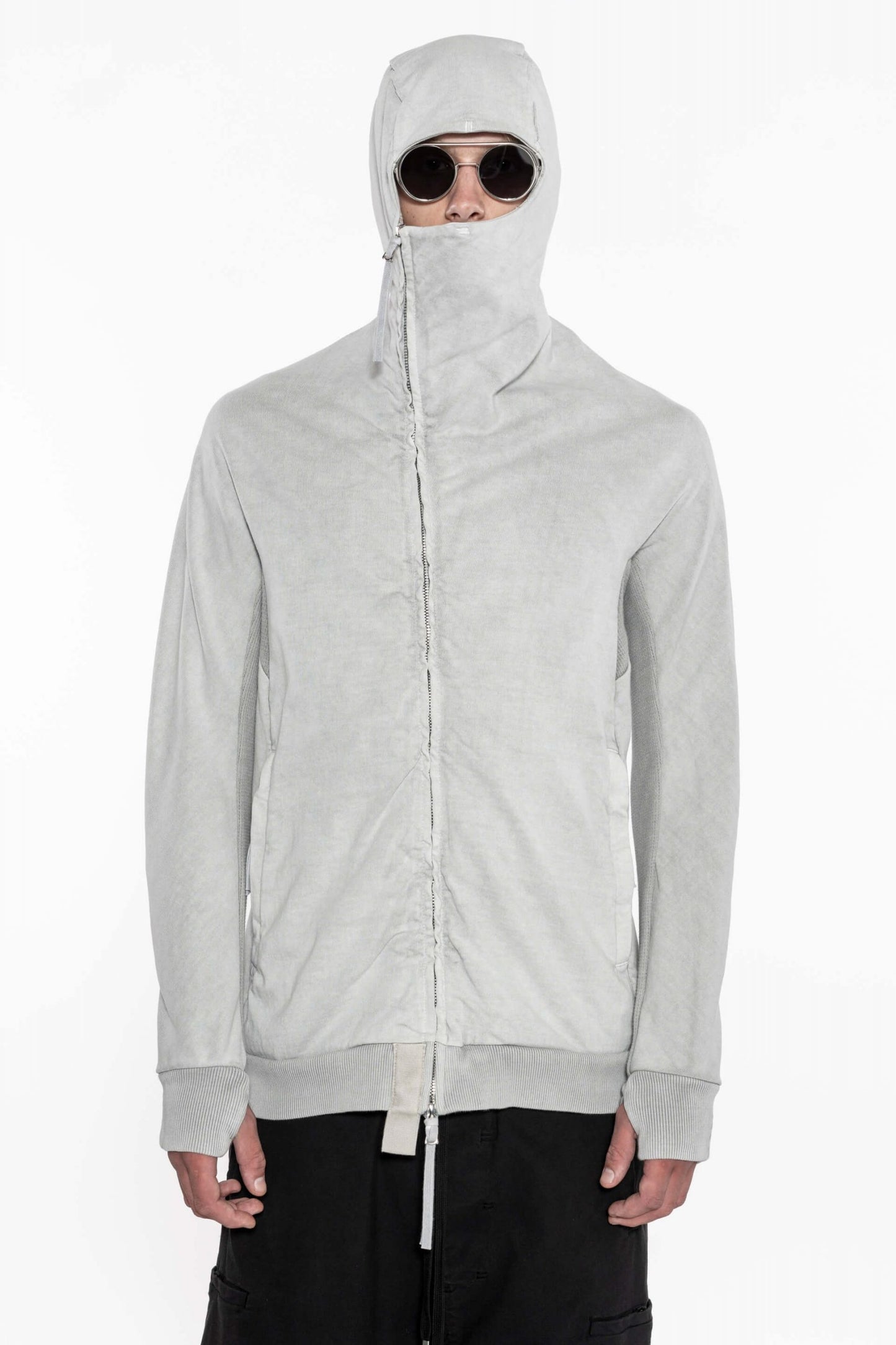 Pale Grey Cotton Hoodie Zipper 2