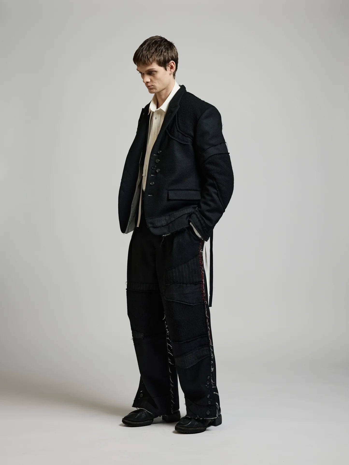 Black Multi Buttons Patch Blazer by DUELLUM