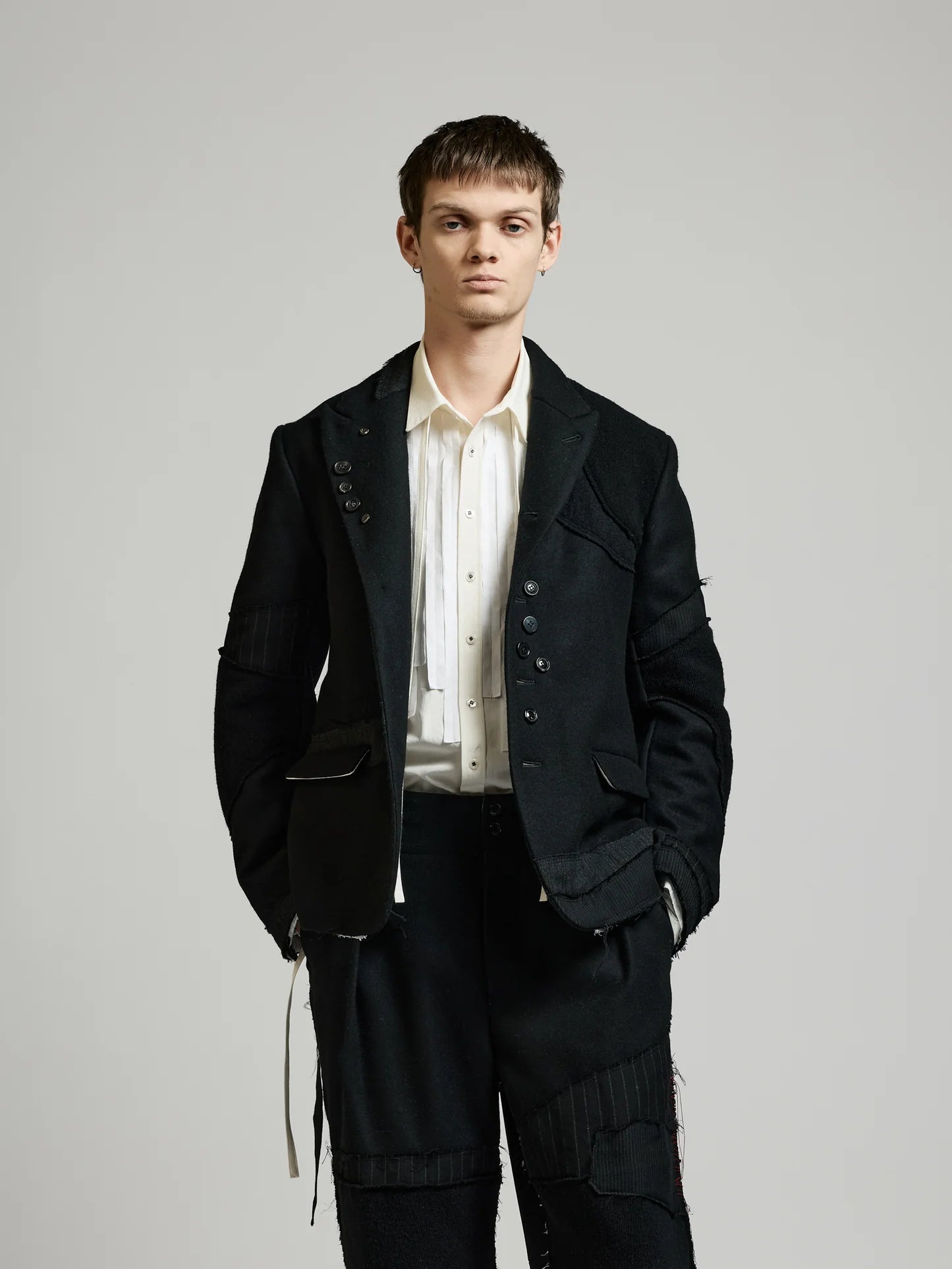 Black Multi Buttons Patch Blazer by DUELLUM