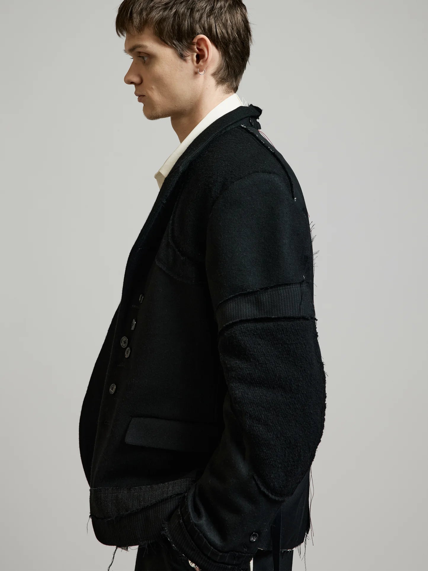 Black Multi Buttons Patch Blazer by DUELLUM