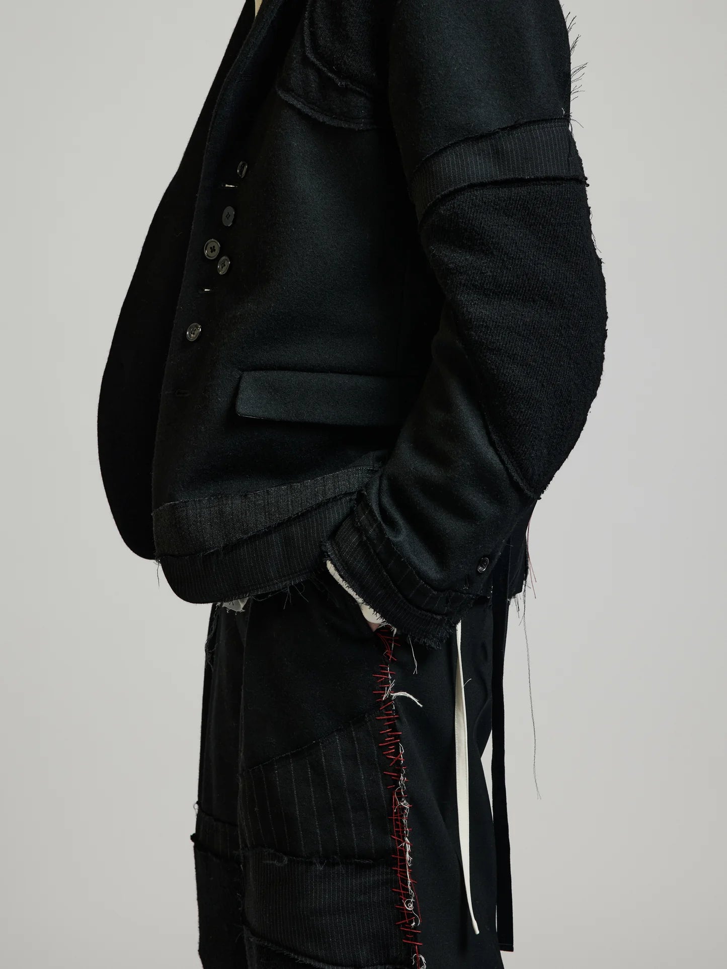 Black Multi Buttons Patch Blazer by DUELLUM