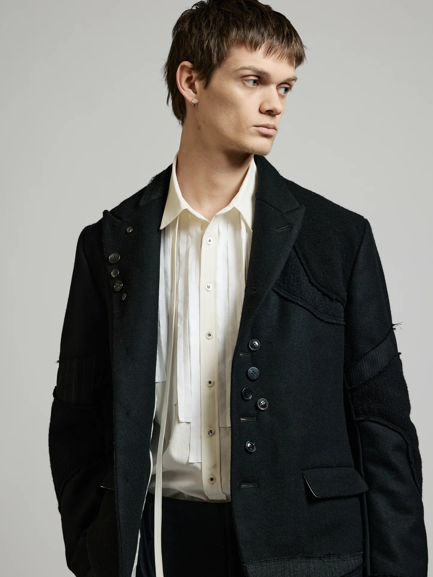 Black Multi Buttons Patch Blazer by DUELLUM