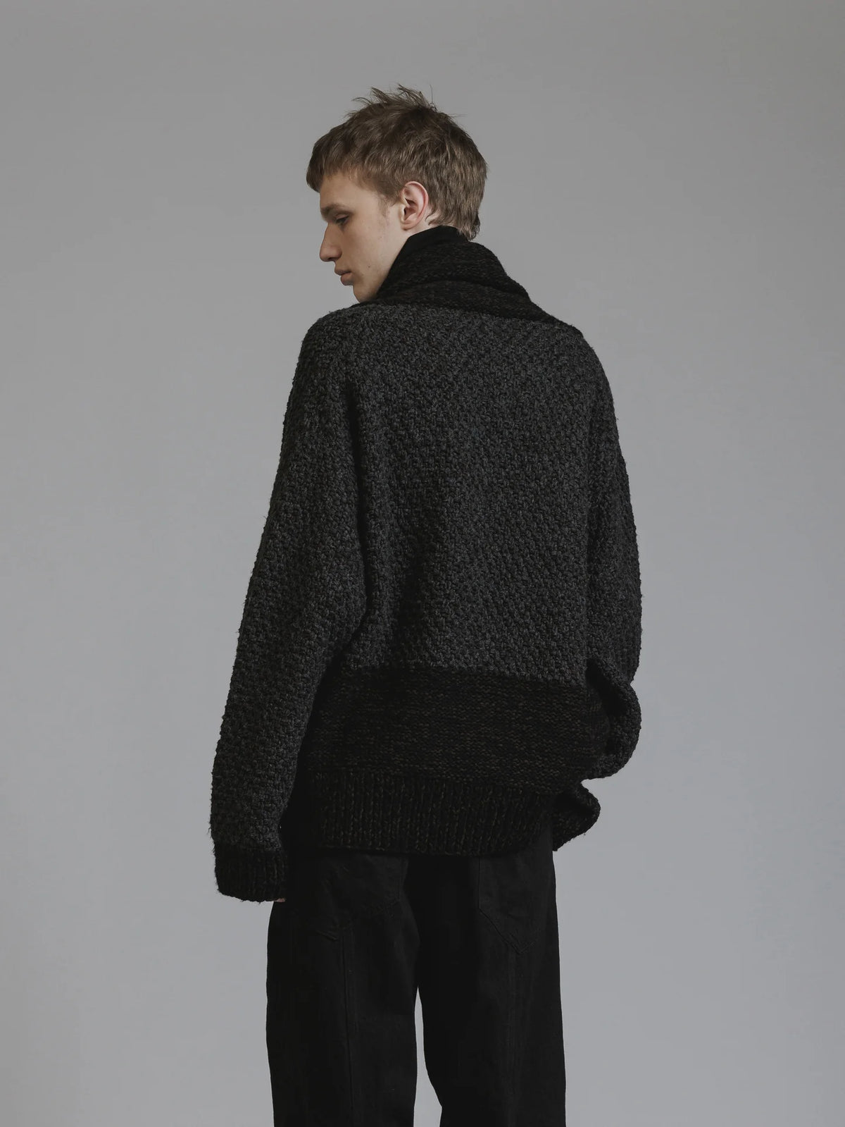 BLACK HAND KNIT CARDIGAN
