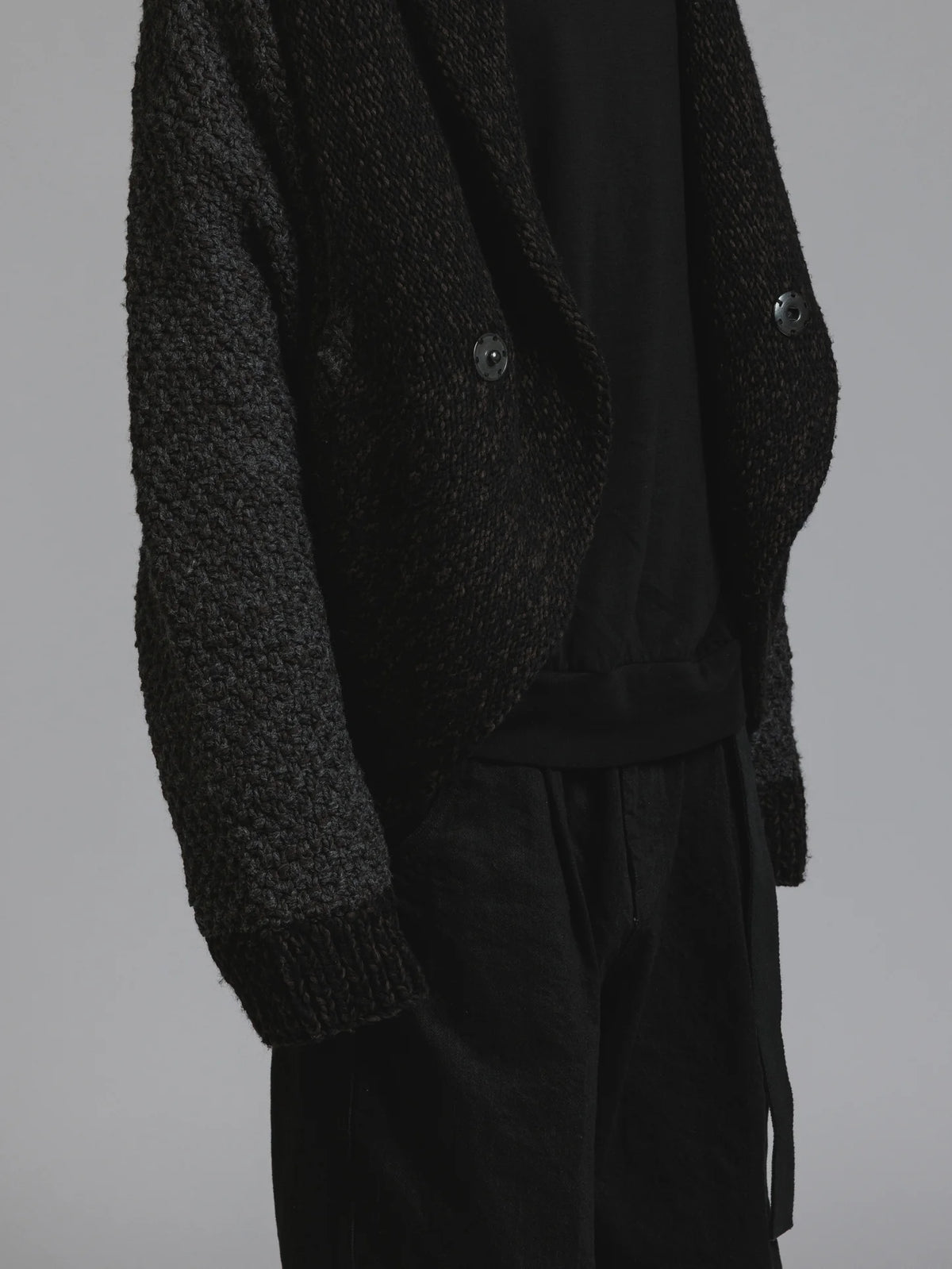 BLACK HAND KNIT CARDIGAN