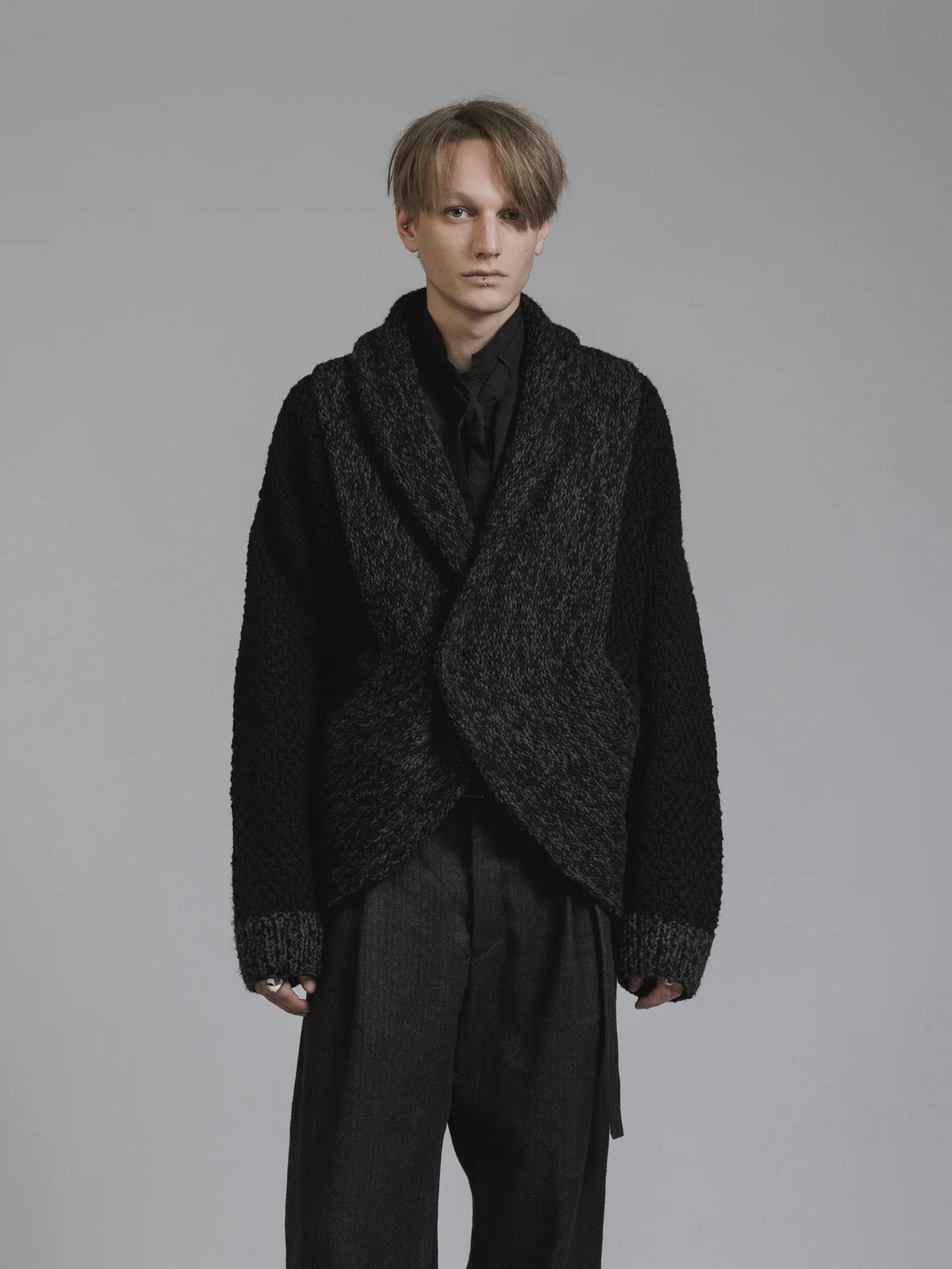 BLACK HAND KNIT CARDIGAN
