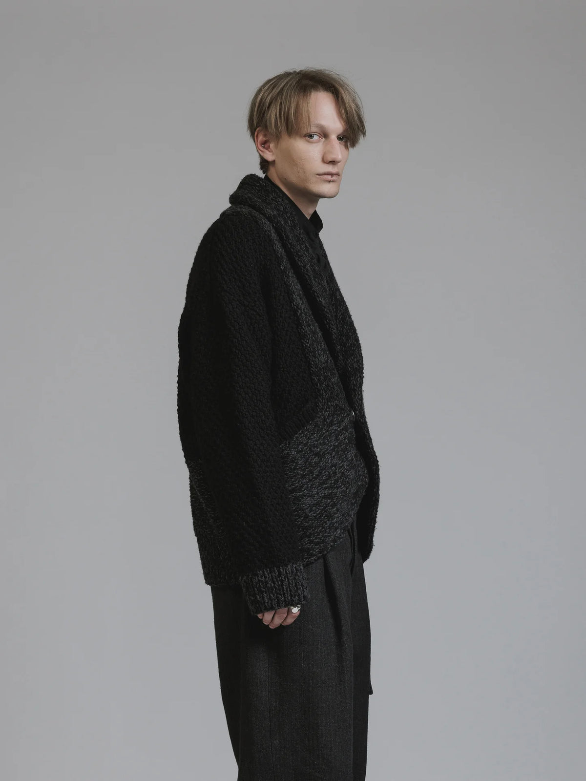 GREY HAND KNIT CARDIGAN