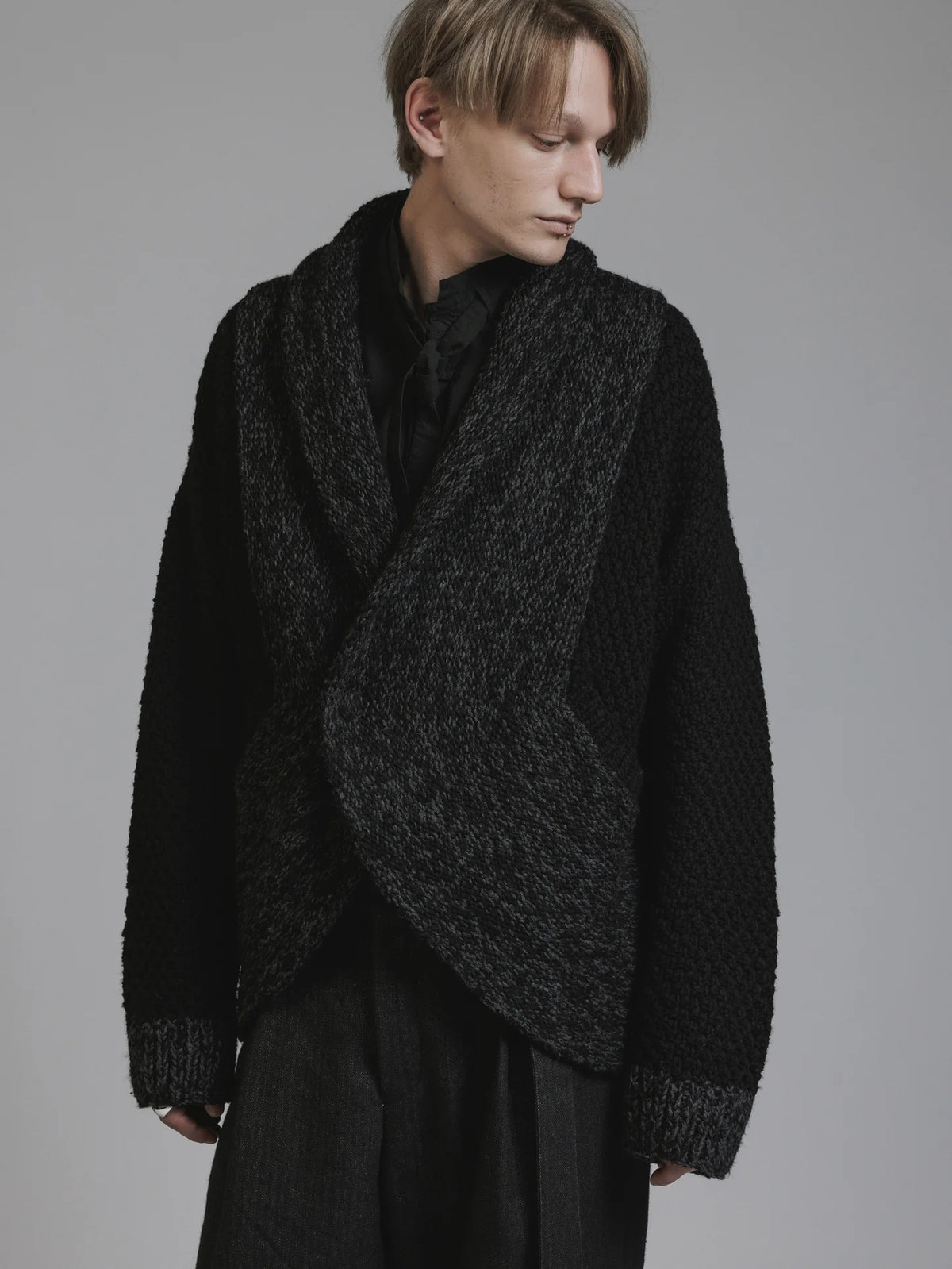 BLACK HAND KNIT CARDIGAN