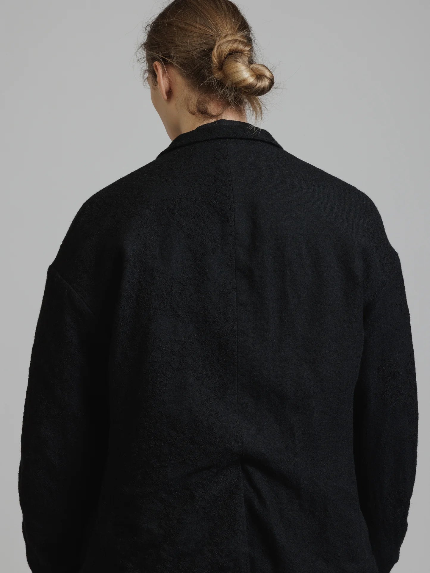 Black Embroidered Twill Double Layered Blazer