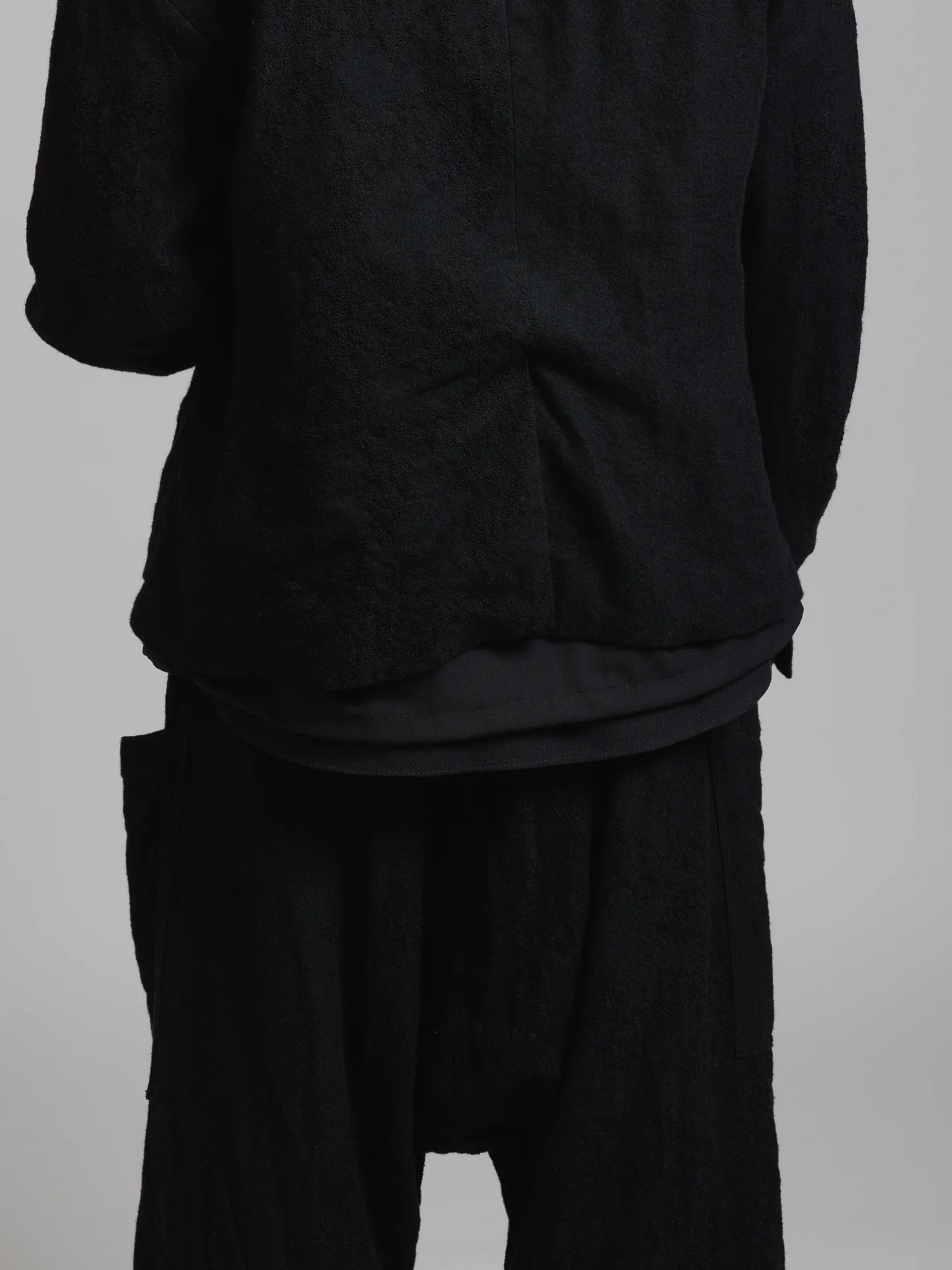 Black Embroidered Twill Double Layered Blazer