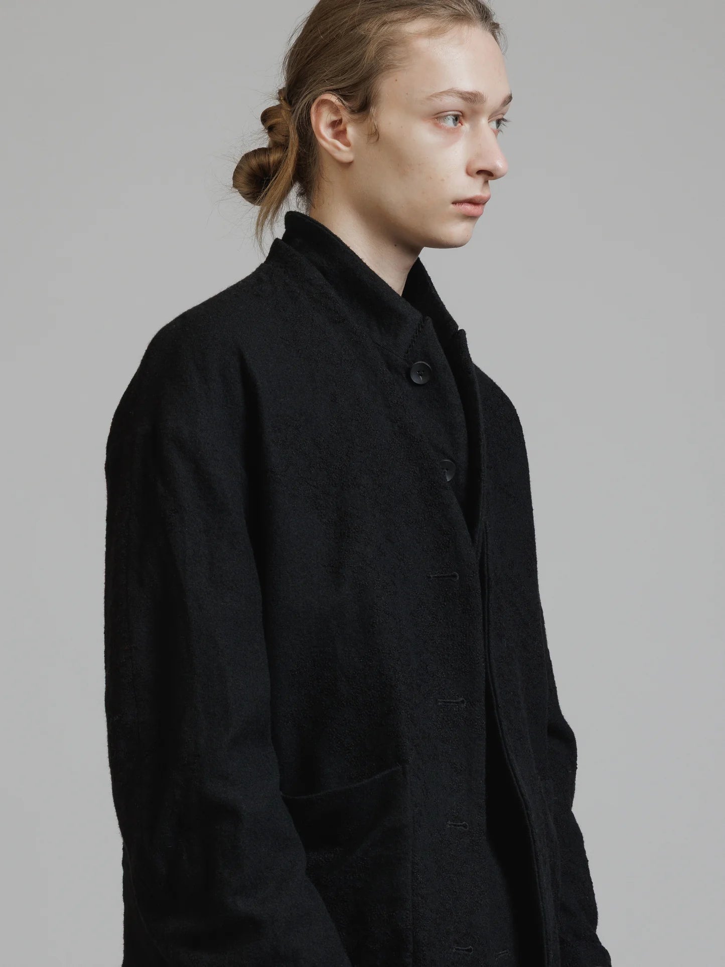 Black Embroidered Twill Double Layered Blazer
