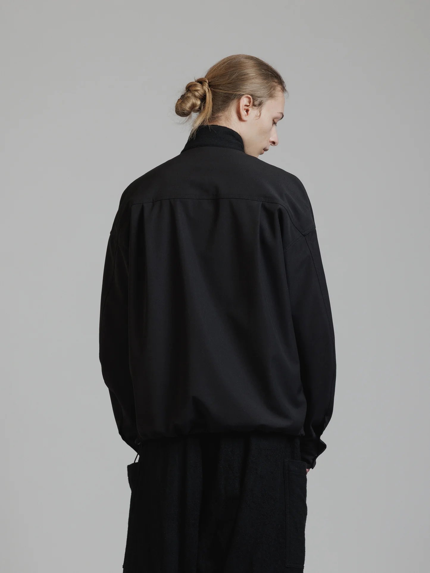 Black Embroidered Twill Double Layered Blazer