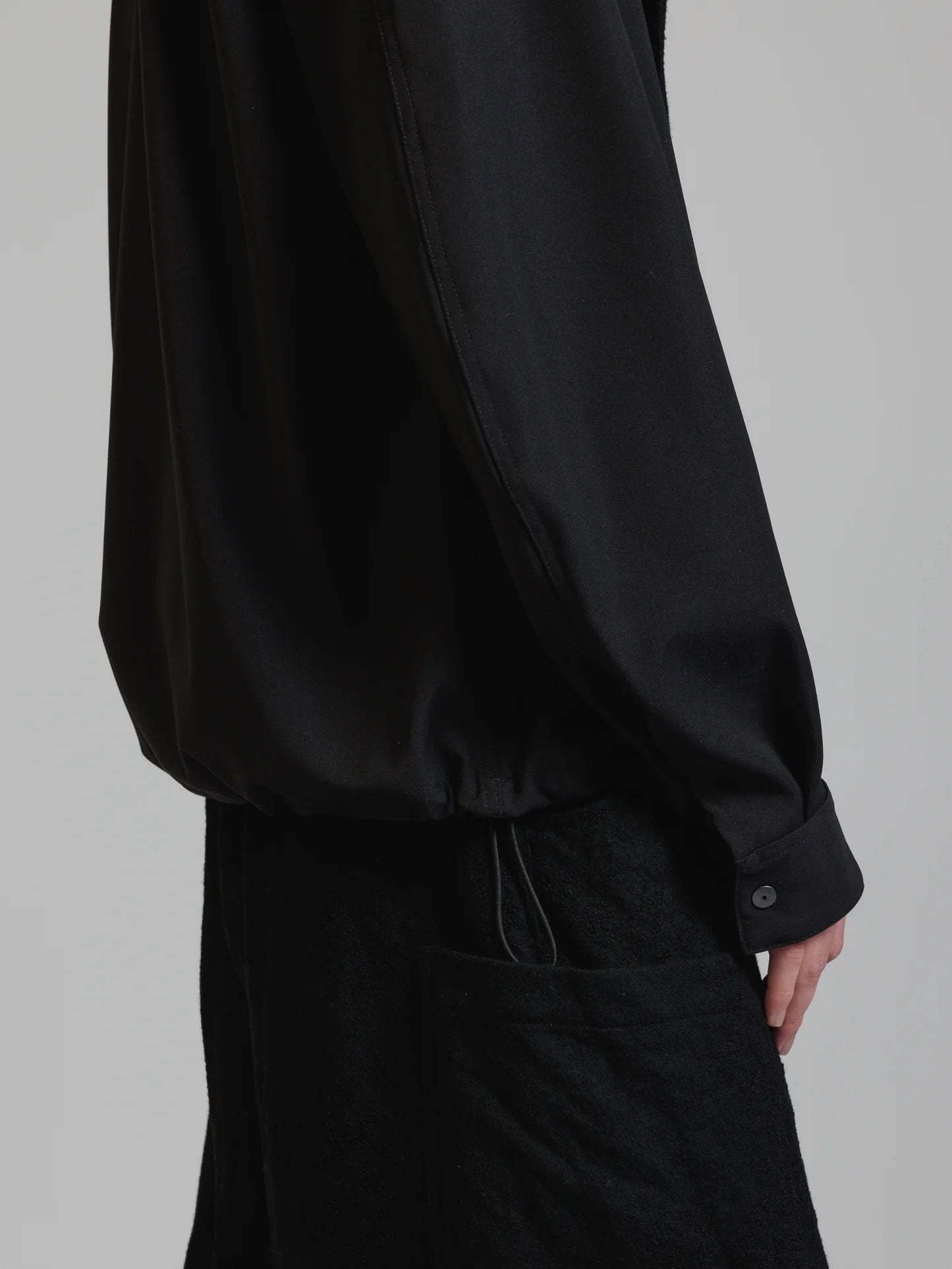 Black Embroidered Twill Double Layered Blazer
