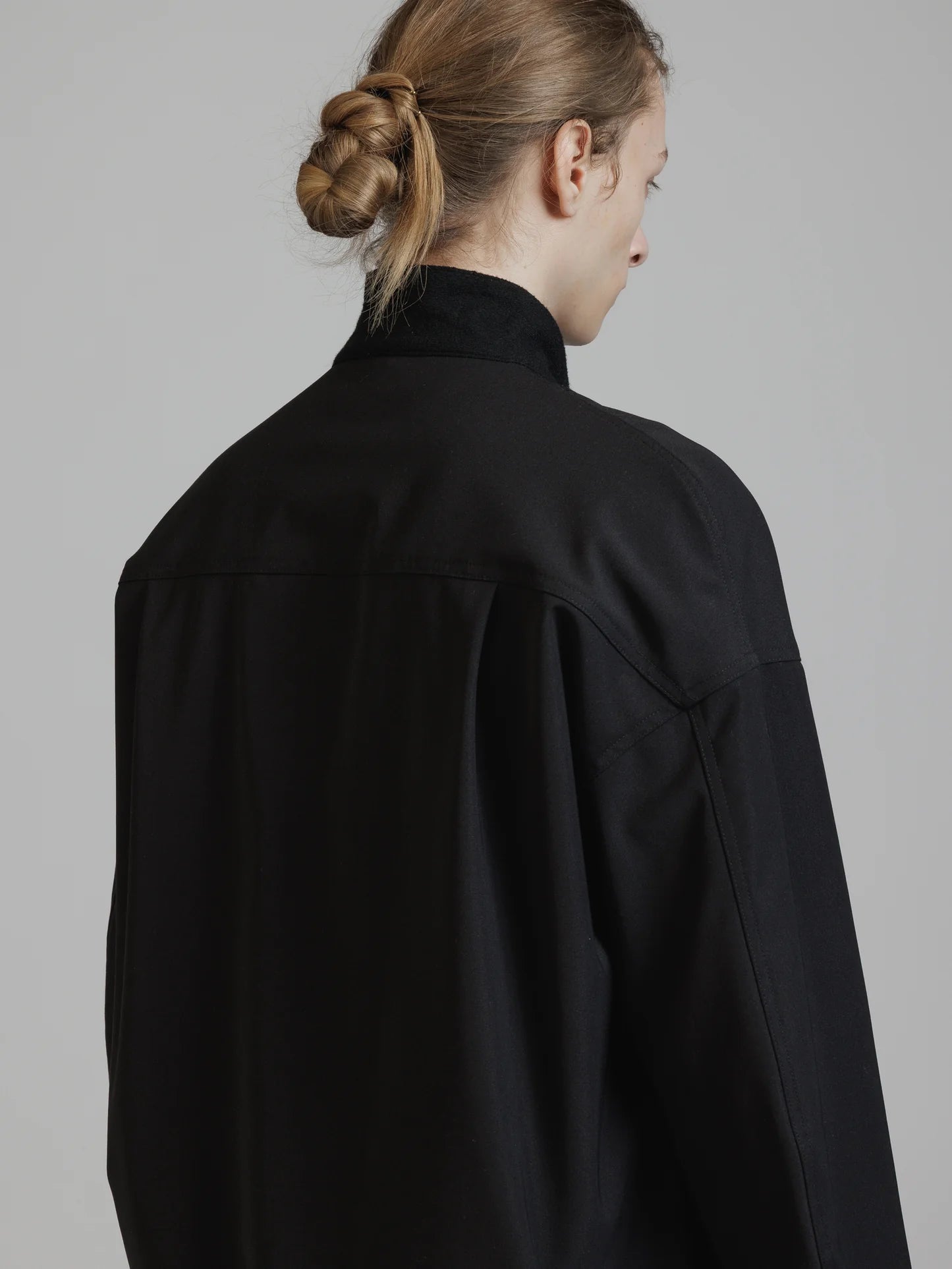 Black Embroidered Twill Double Layered Blazer