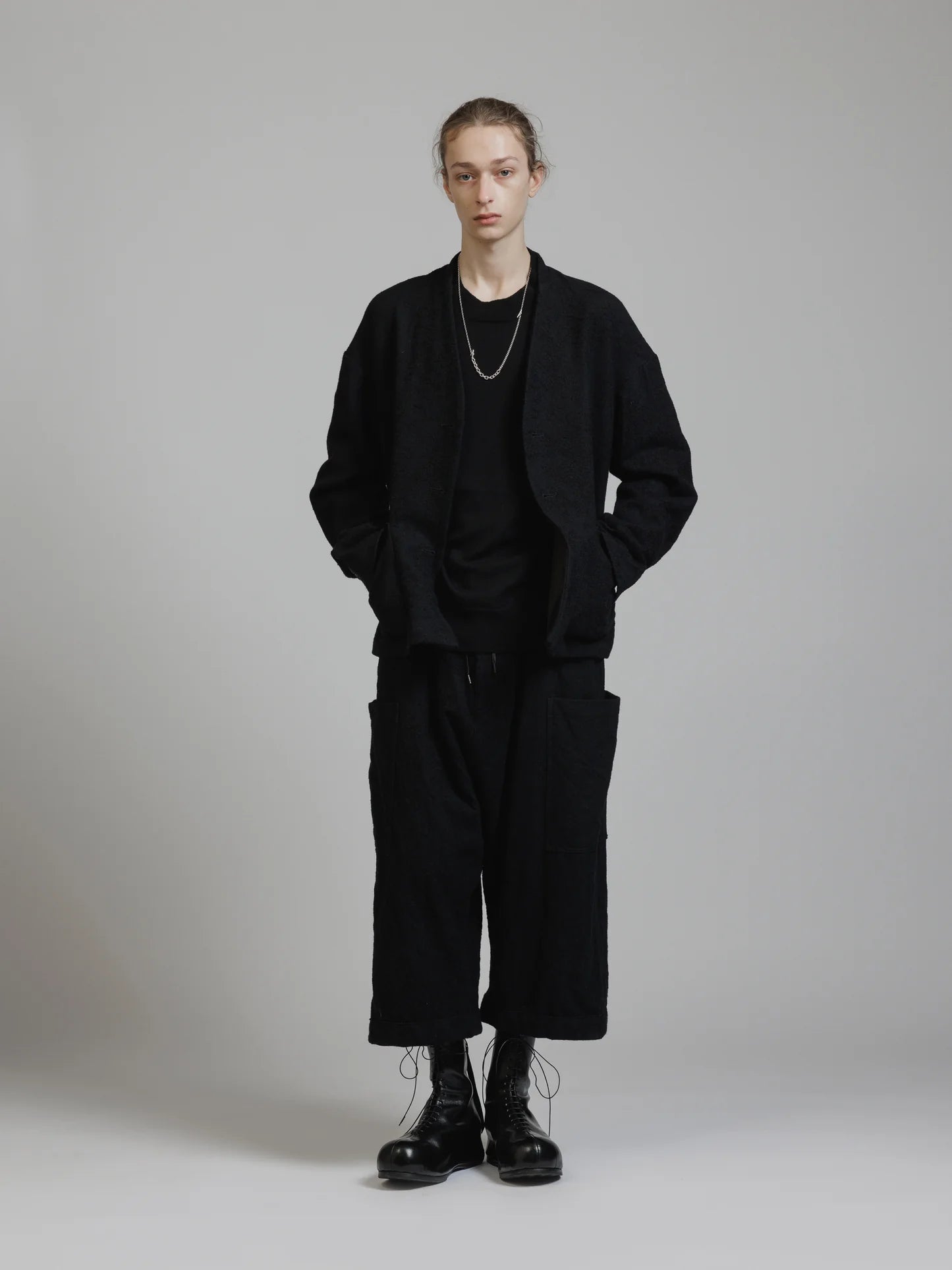 Black Embroidered Twill Double Layered Blazer