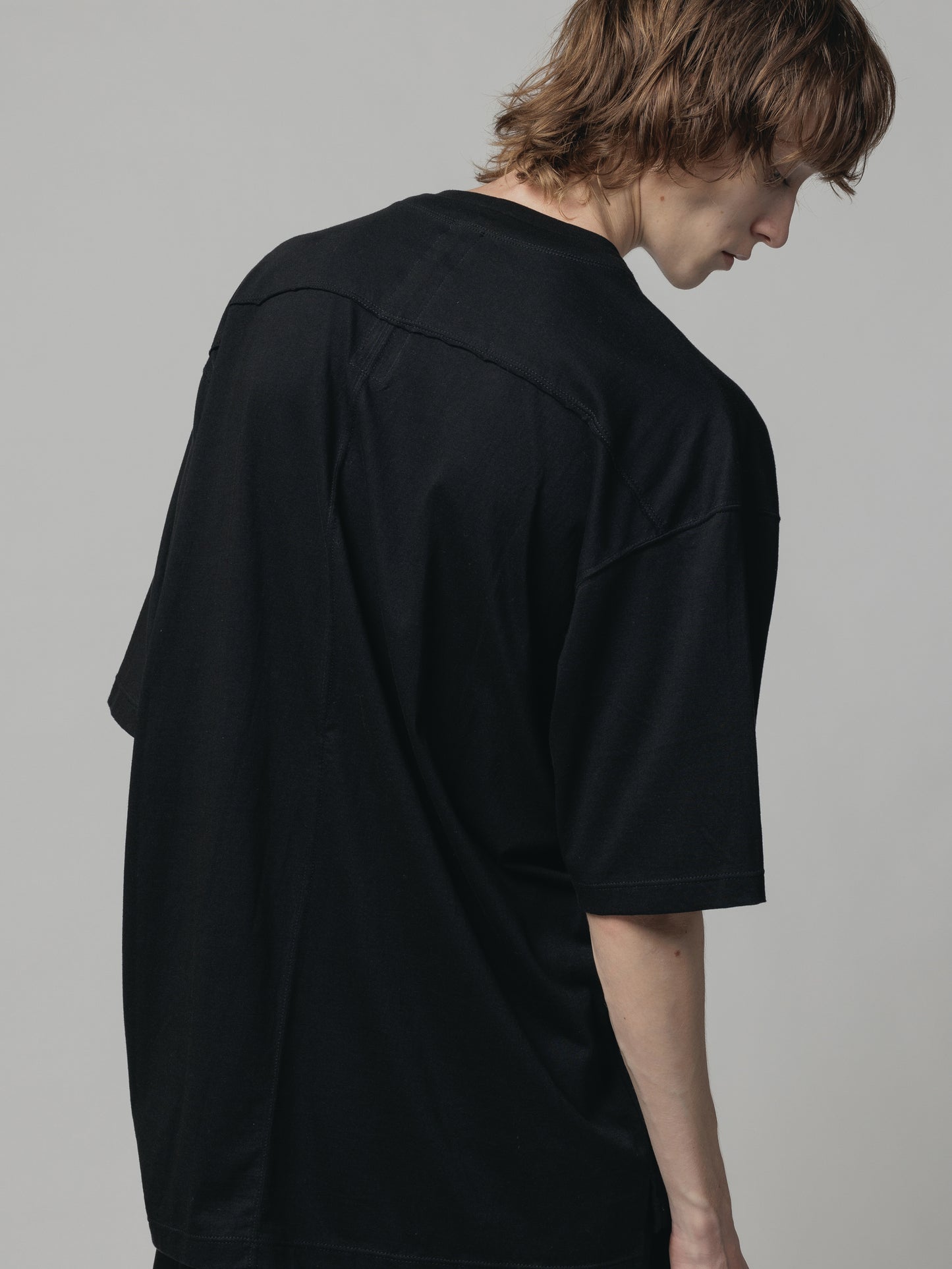 Black Cotton Jersey Pocket Oversized T-Shirt