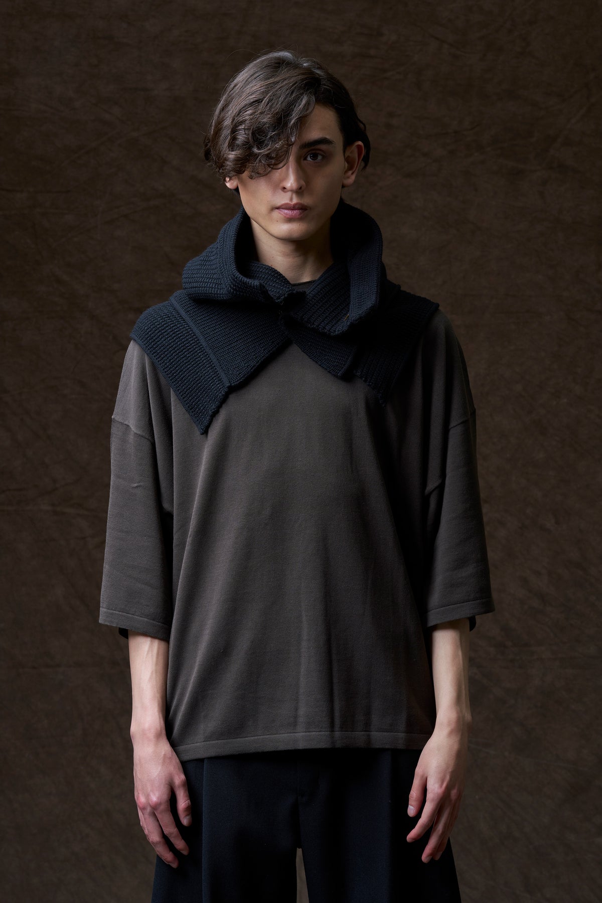 Black Merino Wool Hooded Neck Warmer
